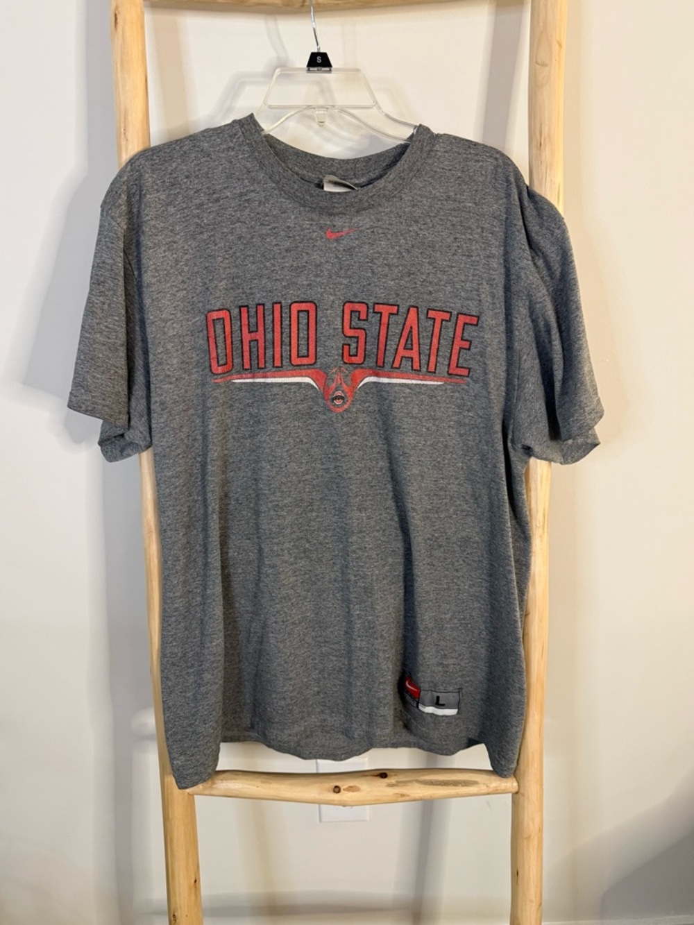 Nike Gray Ohio State Short Sleeve Tee with Red Logo